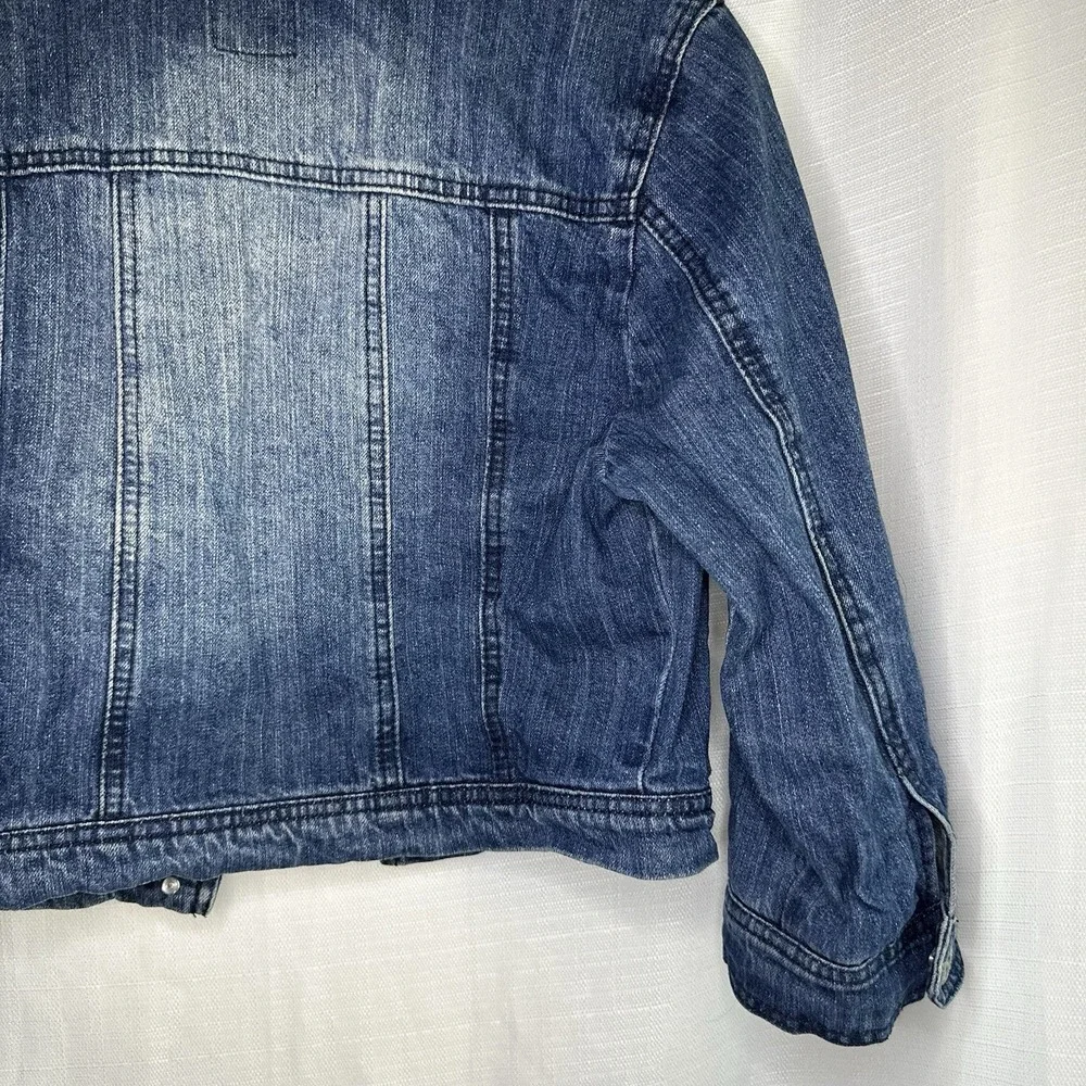 Highway Jeans Youth L Cropped Denim Jacket Blue Distressed Rocker Style - Picture 12 of 13
